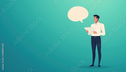 Wallpaper Mural Innovative Entrepreneur Engaged In Project, Documenting Ideas With Thought Bubbles. Focus On Business, Career, Progress, Marketing, Personal & Professional Advancement. Torontodigital.ca