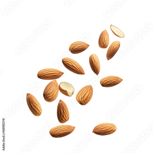 Wallpaper Mural Almonds scattered on a clean white surface Torontodigital.ca