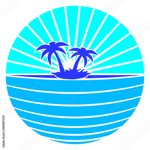 Palm Island Tree Beach Vacation Coconut Sea Cool Design Lover Art Vector Illustration Card T-Shirt Poster Sticker Graphic Print Decorative Drawing Isolated Logo Decoration Symbol Creative Cool Style
