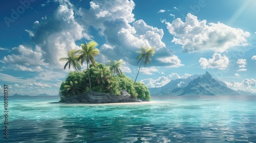 Beautiful Claud And Island At The Sea photo