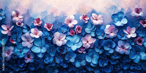 Background illustration with flowers for holiday cards,Generated by AI