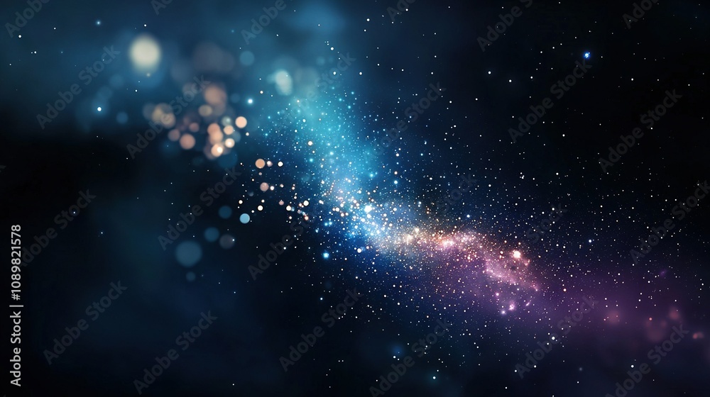 Obraz premium A clear photo of a vibrant blue-purple star group in the night sky, with stars on both sides of the frame