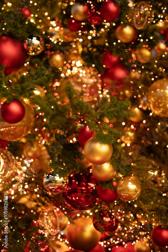 Christmas tree decorations in December. photo