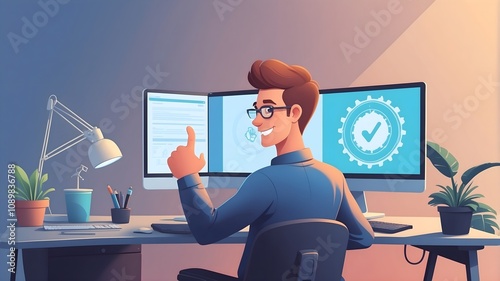 Begeisterter IT-Profi im Büro