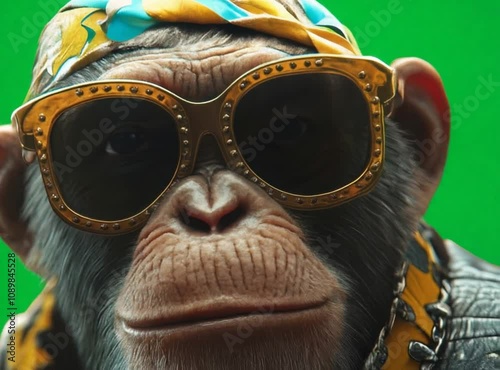 Cool Ape in Shades A Stylish Close-Up