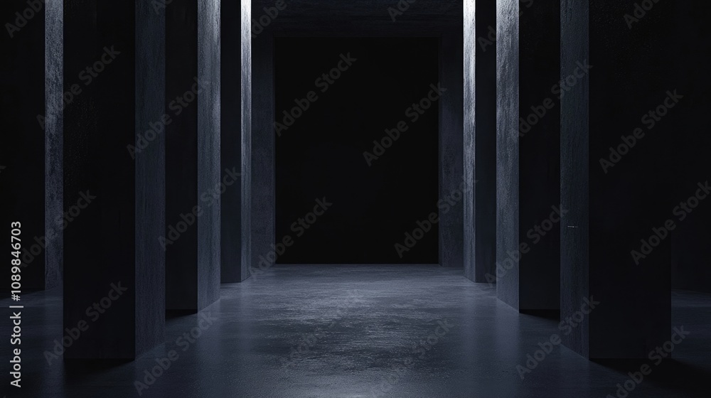 Fototapeta premium Moody Dark Background Floor with Rich Concrete Texture for Dramatic Product Presentations