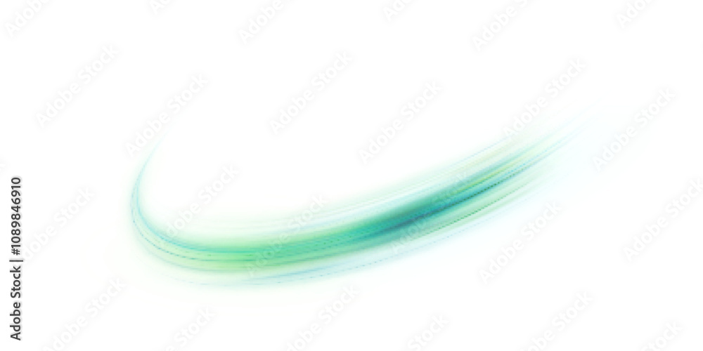 Obraz premium Green air swirl effect isolated on white background, vector realistic illustration for pharmaceutical and food industry advertising design.
