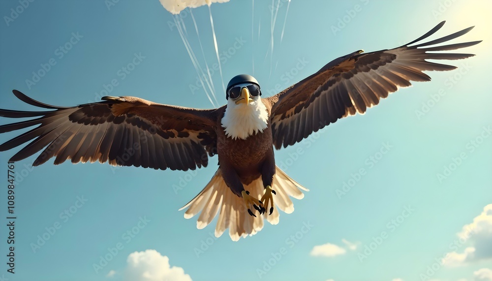 Obraz premium aguila con casco y gafas moteras
