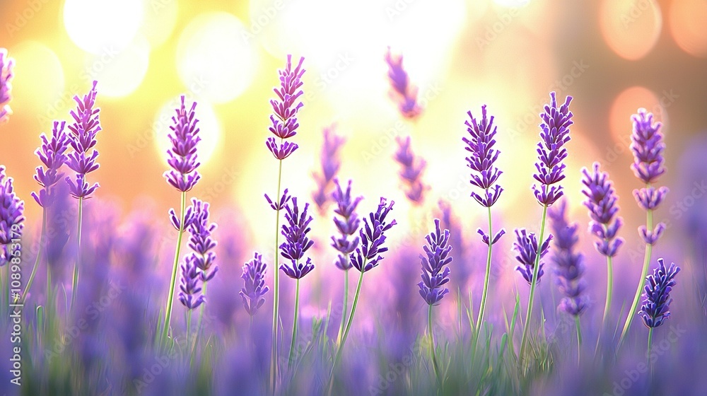 Obraz premium A field of lavender blooms under a bright sun