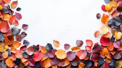 Colorful Autumn Leaves Frame White Background photo