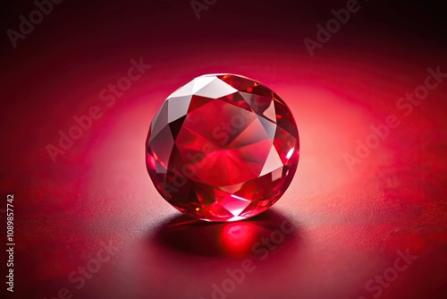 Deep red sapphire representing spirituality in wide angle photo