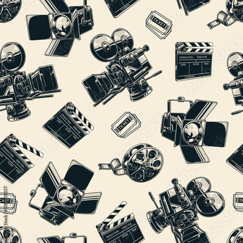 Film equipment pattern on light background