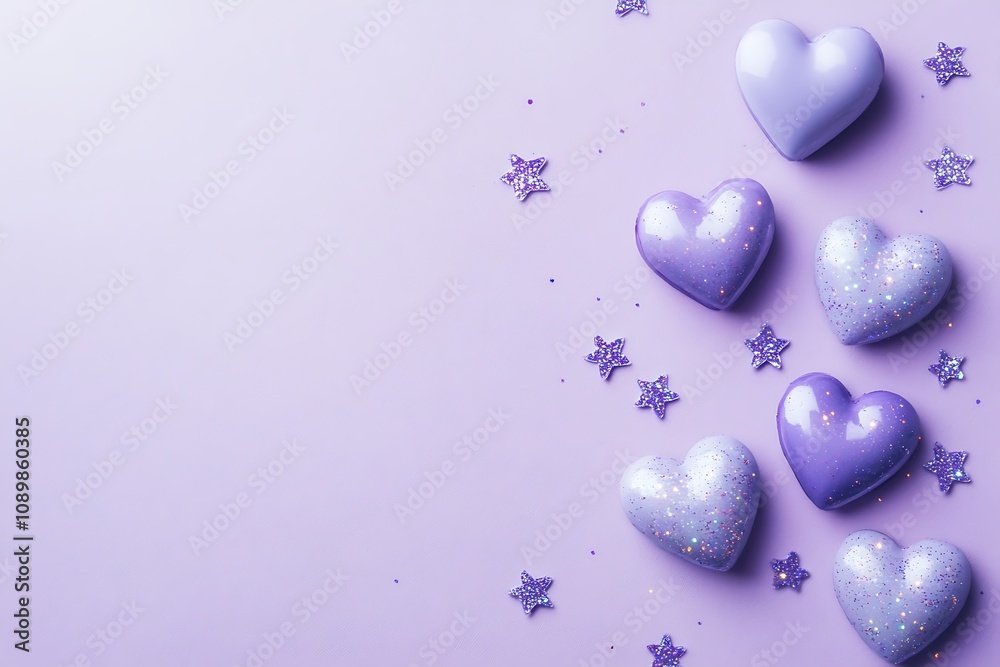 Obraz premium Lavender background with subtle heart and star sparkles