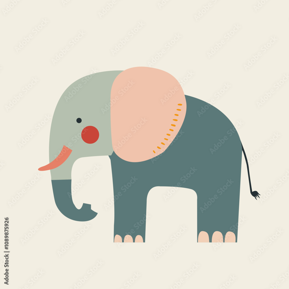 Elefante fofo e simples - ilustração infantil minimalista 