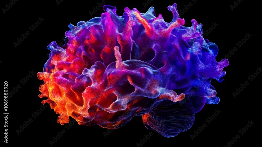 Obraz premium Colorful abstract 3D human brain illustration