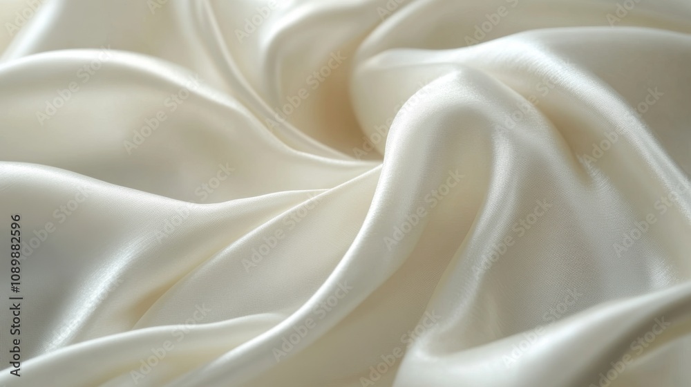 Fototapeta premium Elegant Draped Cream Colored Silk Fabric Texture
