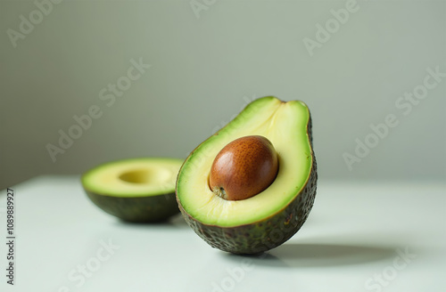 Avocado on table, close-up of fresh vegetable, bright kitchen. AI Generative photo