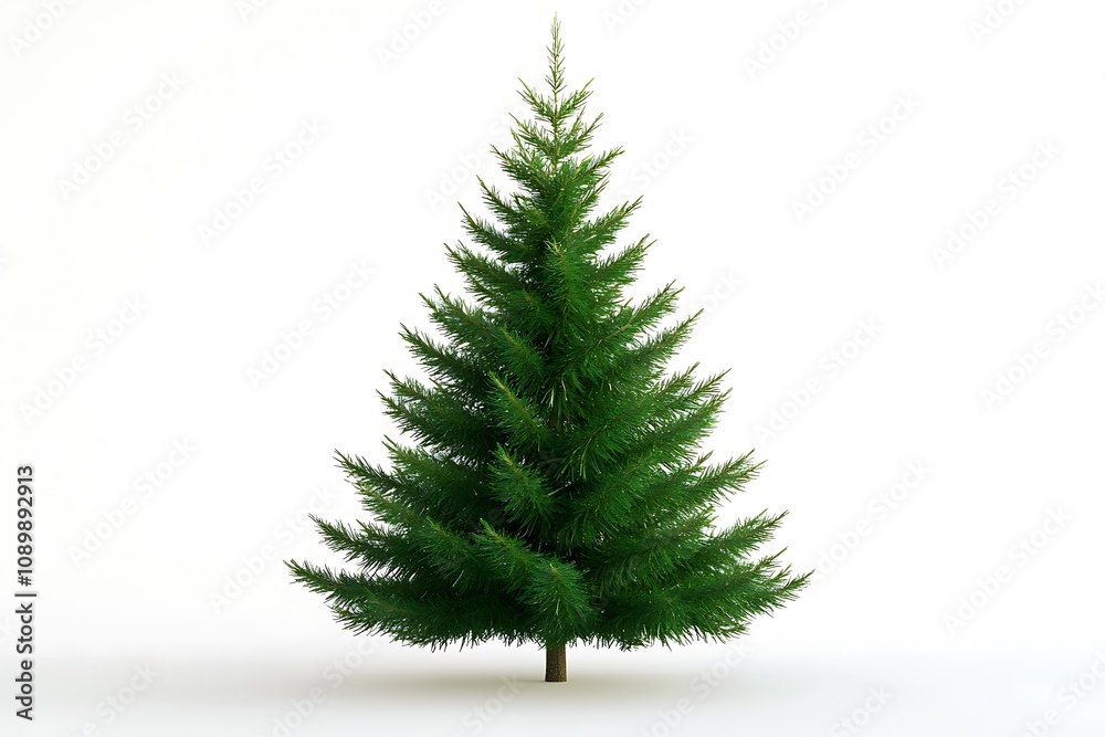 Fototapeta premium Simple green Christmas tree on a white background