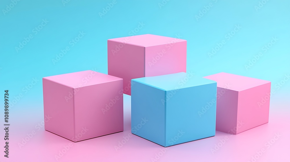 Fototapeta premium Vibrant Geometric Explosions and Minimalistic Cubes in Dynamic Abstract Artwork Collection