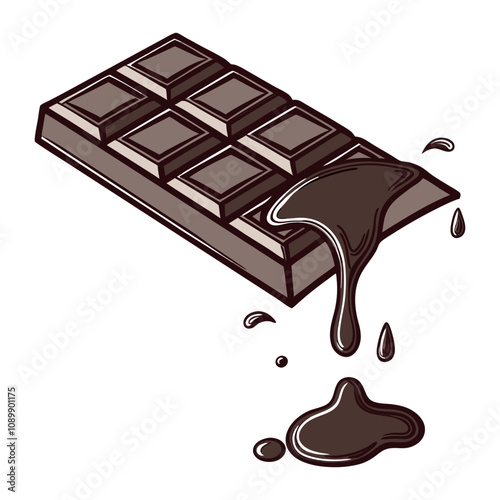 chocolate dripping, chocolate bar on white background, chocolate bar with chocolate, liquid chocolate