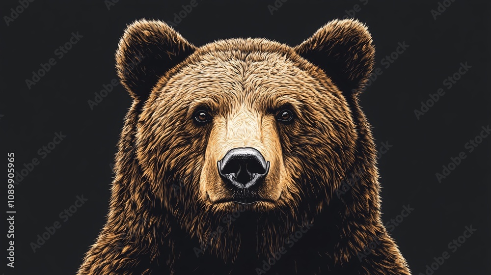 Obraz premium Detailed illustration of a brown bear