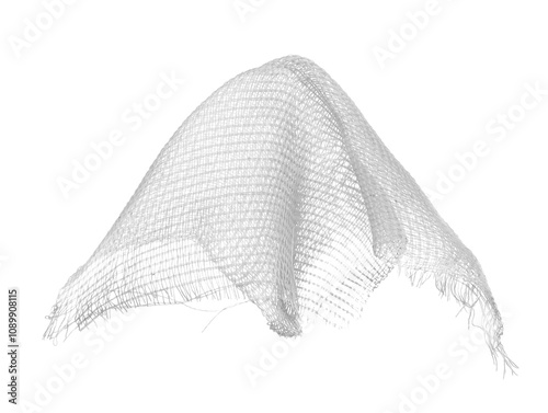 New medical folded bandage piece, first aid isolated on white, clipping
