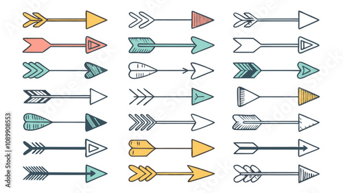 Hand drawn arrows - set of simple arrow icons on transparent background vector images