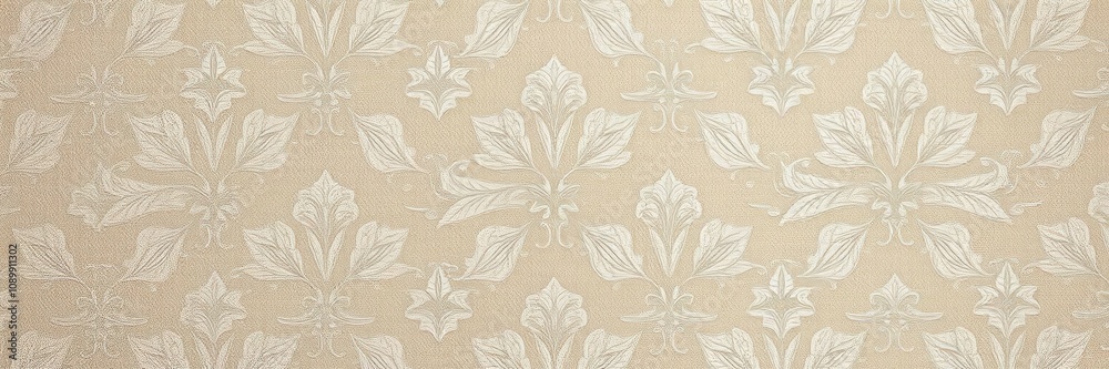 Obraz premium Silver lace leaves wallpaper pattern with intricate seamless design, leaves, lace