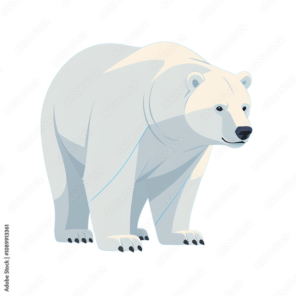 Fototapeta premium simple minimalist cute polar bear vector illustration isolated