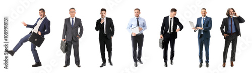 Set of handsome businessmen on white background
