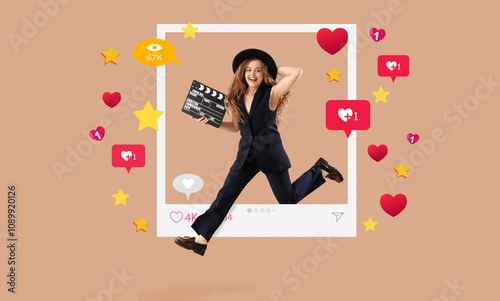 Beautiful actress with movi...