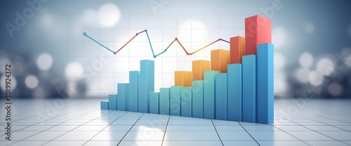 3d successful sales or sales chart design, showing movement, growth and transactions.