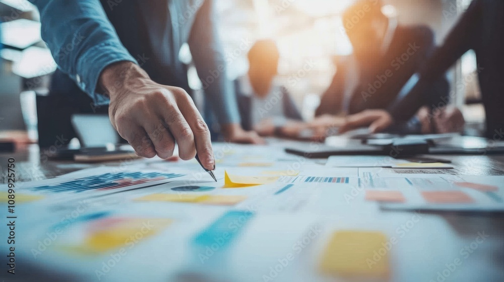Fototapeta premium Business team leaders assigning work responsibilities to colleagues, emphasizing effective management and organizational structure in a professional workspace