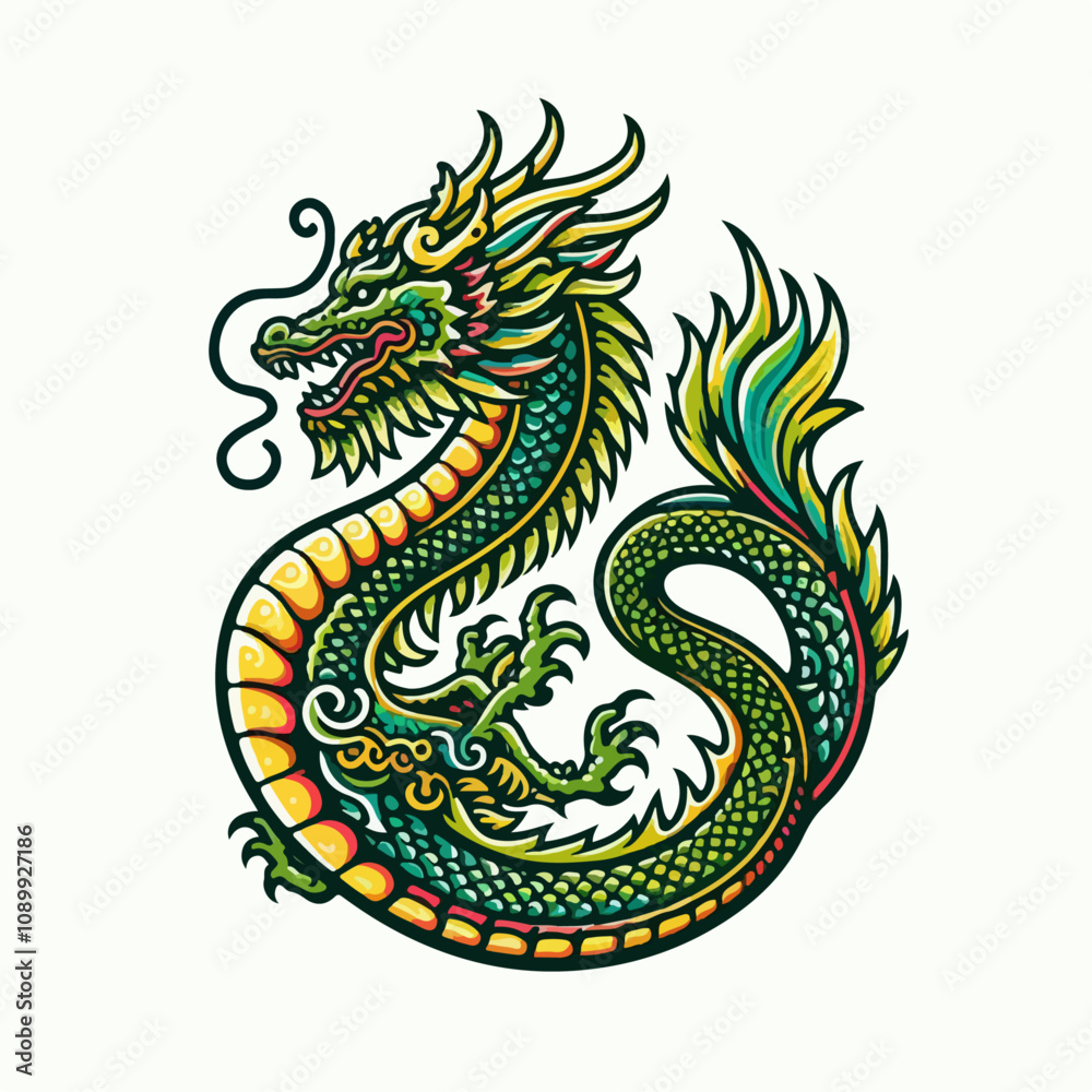 Fototapeta premium illustration of a dragon, dragon god, dragon tattoo