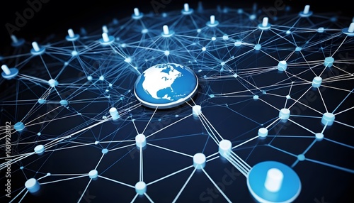 Digital photographic illustration of planet earth global communication network or connected data streams shining. Reach of modern technology.