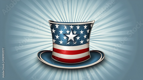 Patriotic top hat with a festive mood featuring the American flag design for celebrations
