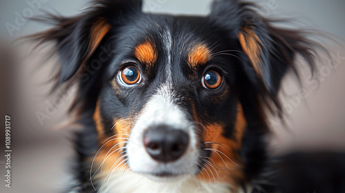 Portrait of a Border Collie dog in a room photo