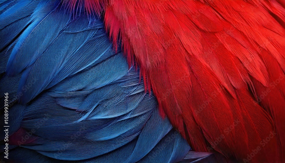 Obraz premium Close-up of vibrant red and blue feathers 