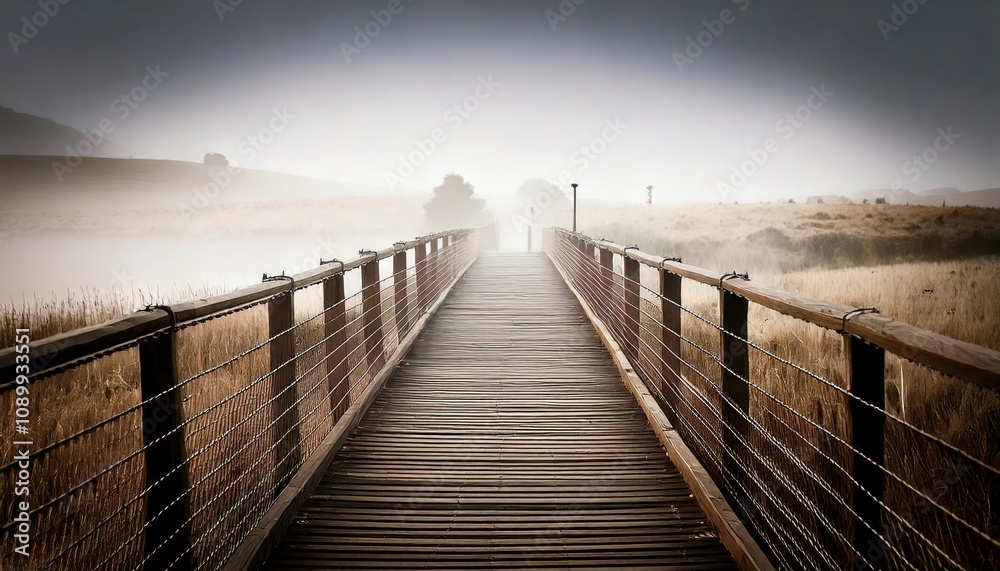 Fototapeta premium Shrouded Bridge Leading into the Unknown Landscape 