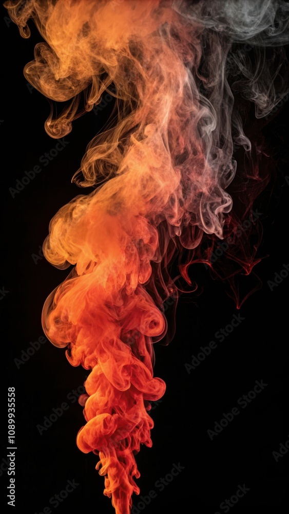Fototapeta premium Vivid Orange and Red Steam Swirling Against a Dark Backdrop Creates a Captivating Visual Display. Generative AI