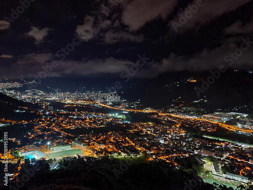 In the city of Medellin at nigth