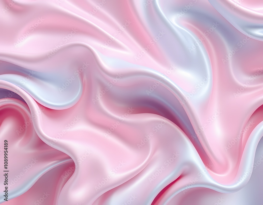 Fototapeta premium Abstract Fluid Waves in Pink, Blue, and Silver with Dynamic Texture and Depth Created with Generative AI