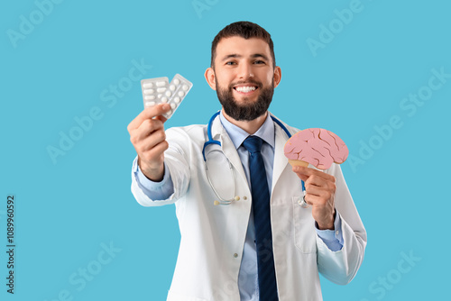 Happy male neurologist with...