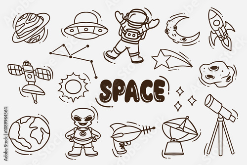 doodles space good for background, wallpaper, element design, kids education, etc