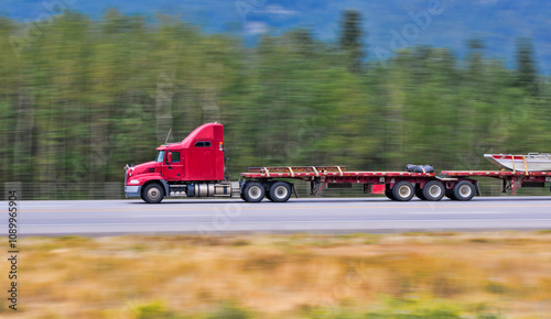 Wallpaper Mural Heavy Cargo on the Road. A truck hauling freight along a highway. Taken in Alberta, Canada Torontodigital.ca