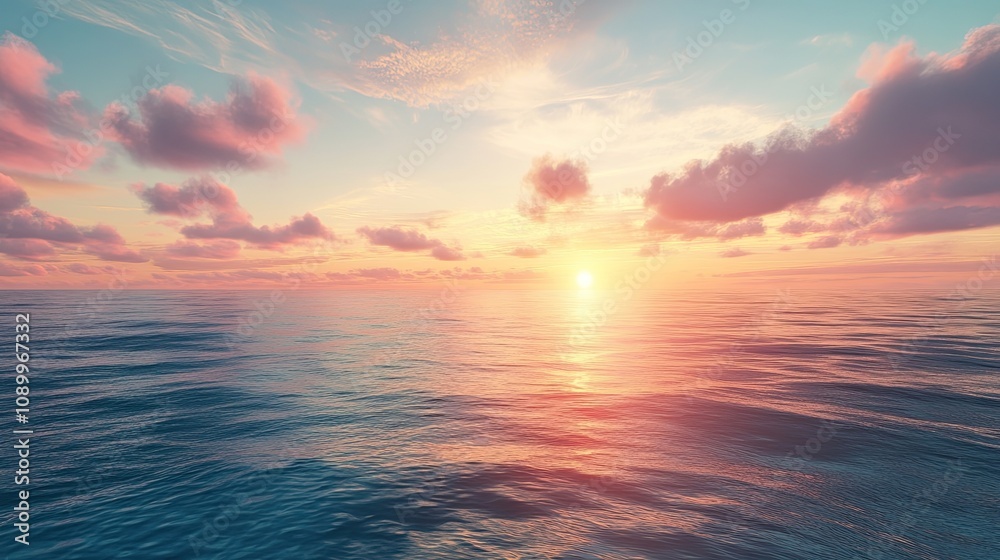 Obraz premium Serene Sunset Over the Ocean