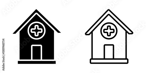 Medical House set icon on white background