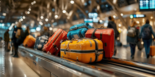 Baggage Movement on Conveyer Belt at Aerodrome Travel Scene Modern Airport Environment Dynamic Viewpoint