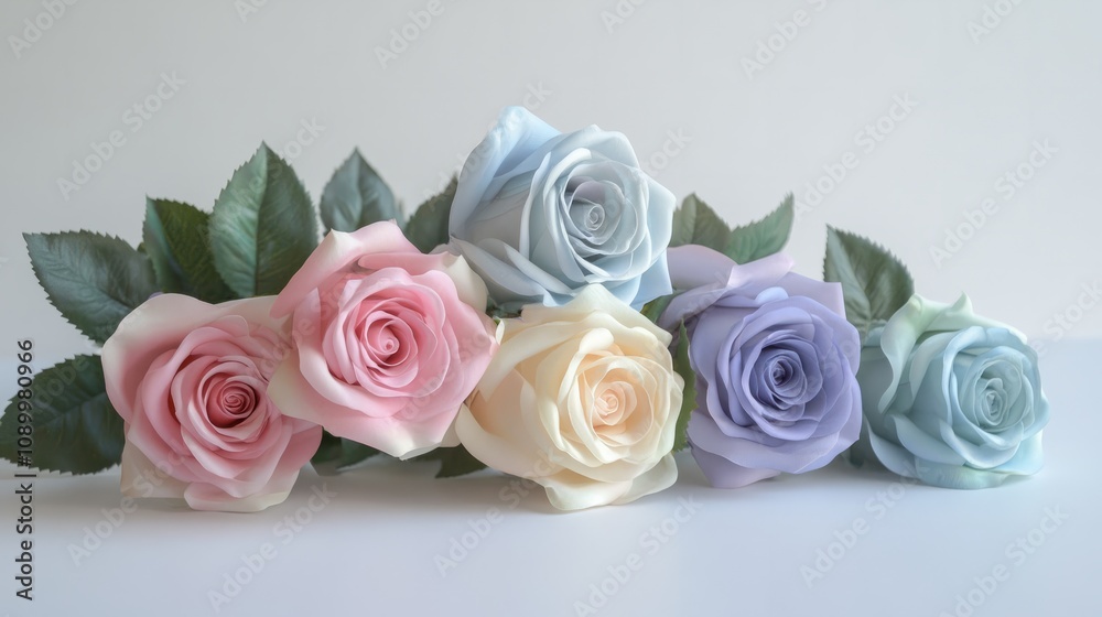 Fototapeta premium colourful roses on white
