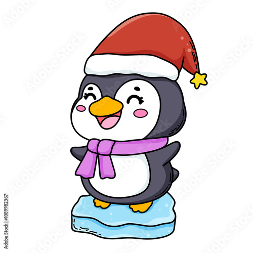 penguin  and snow